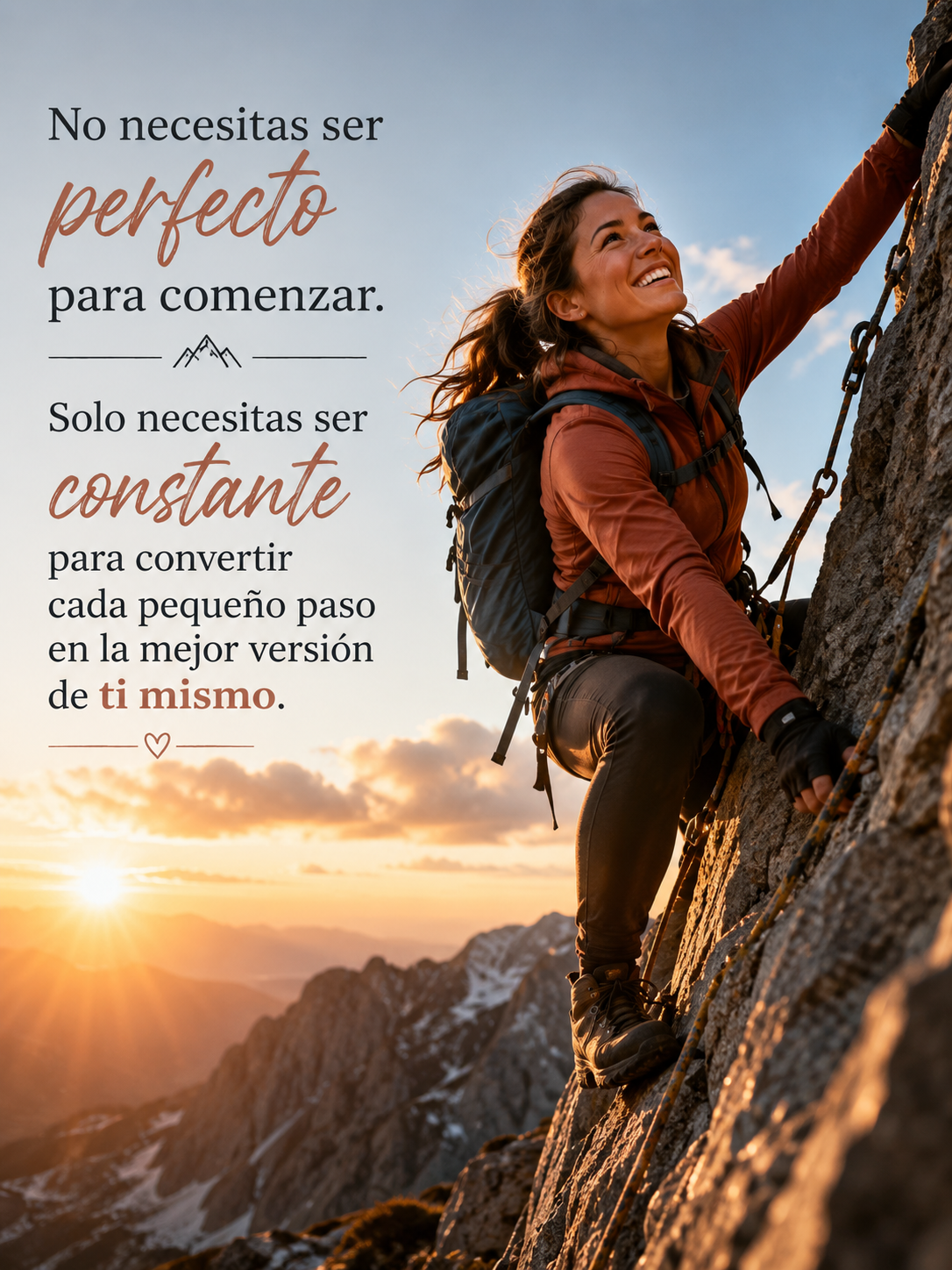 No necesitas ser perfecto para comenzar. Solo necesitas ser constante para convertir cada pequeño paso en la mejor versión de ti mismo.